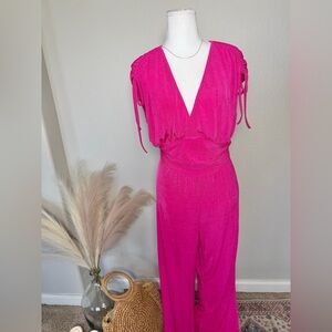 NWT - Vegas Night Out Pink V-Neck Jumpsuit